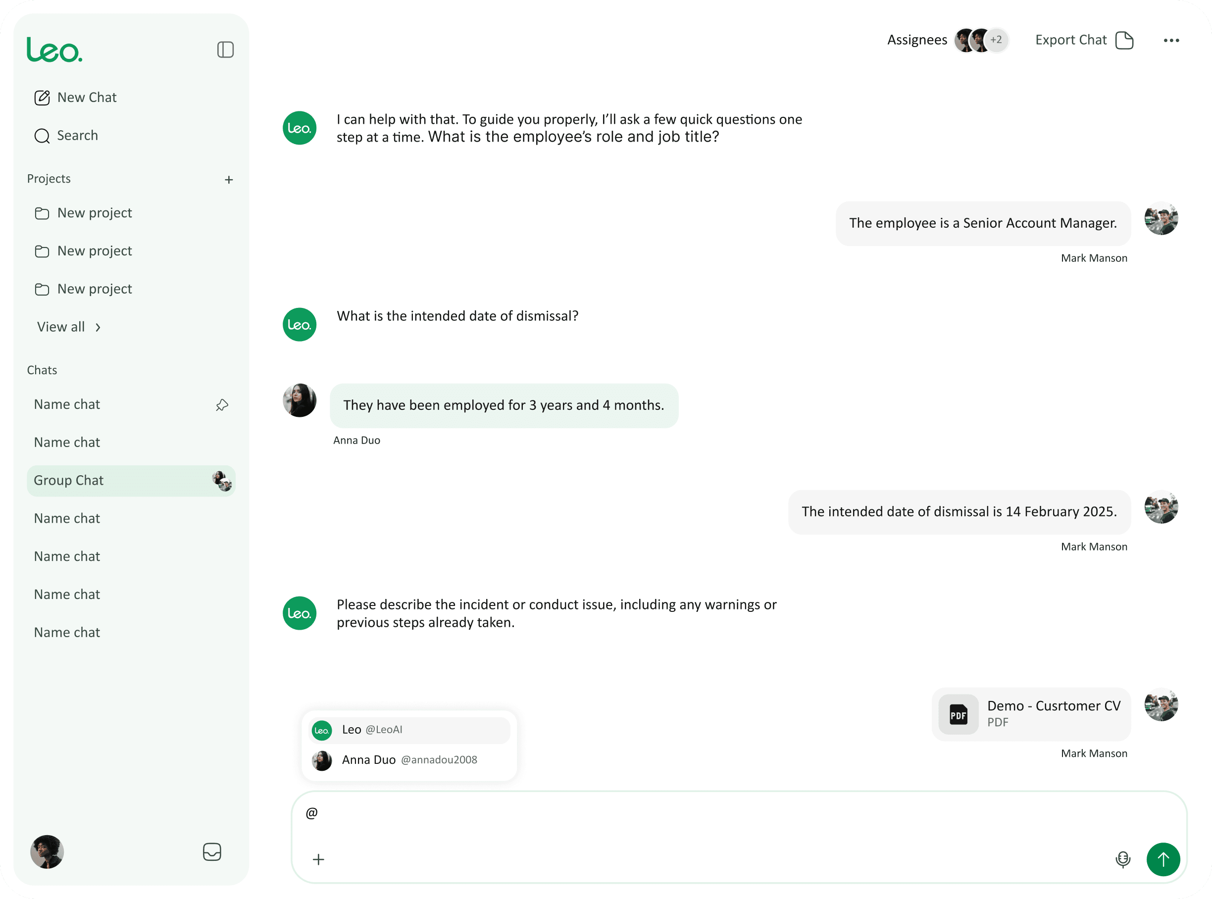Leo app mockup